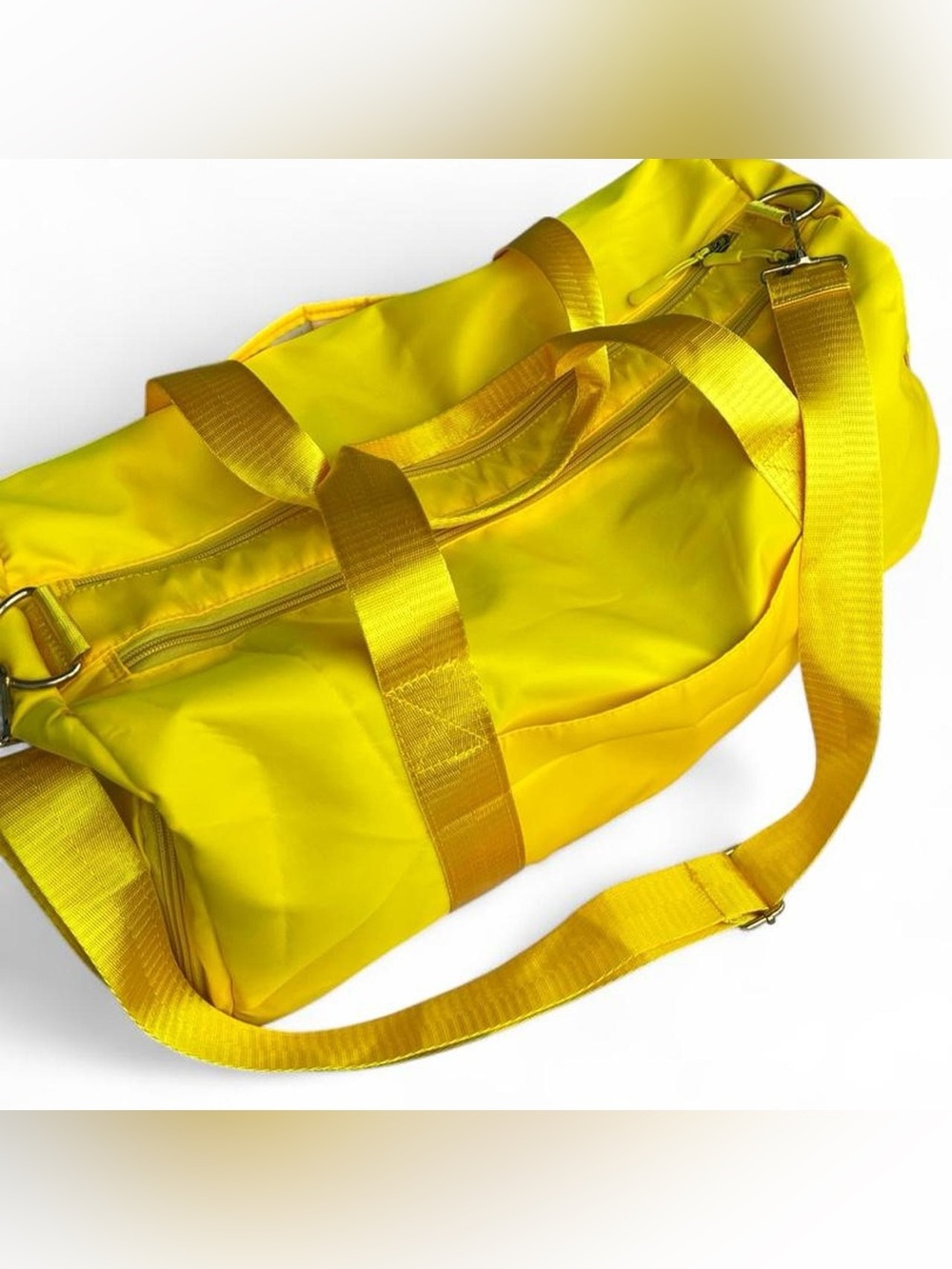 Bright Yellow Nylon Duffel Bag